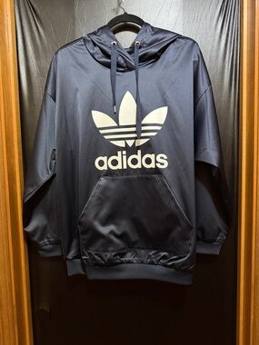 adidas Navy Hoodie with White Trefoil Logo